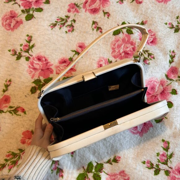 1960s QUEEN-CORE made in norwich england white leather handbag - from MAC - Picture 7 of 13